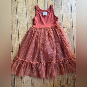 Joyfolie Rust Orange Tulle Kids Dress